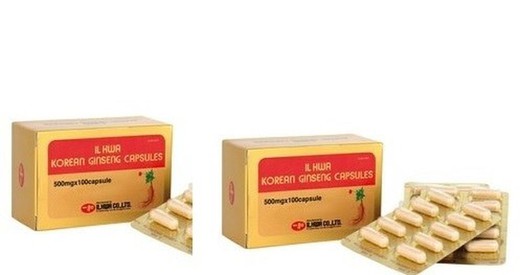 2 cajas Ginseng  IL-HWA 500 mg  Tongil 100 cápsulas Envio grátis