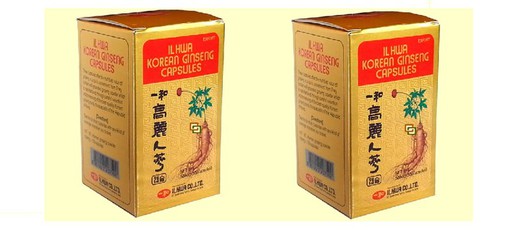 2 pots de ginseng coréen IL-HWA 500 mg Tongil 100 capsules Livraison gratuite