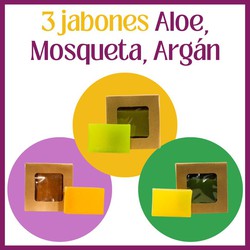 3 savons d'Aloe vera Bio, églantier et huile d'argan Sans parabens