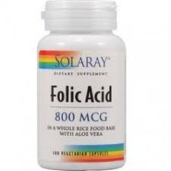 Ácido folico embarazo Solaray 100 capsulas Folic Acid