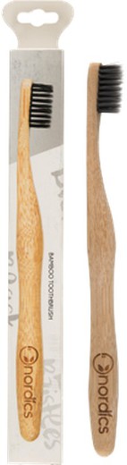 Brosse à dents en bambou et carbone blanchissant d'origine 100% naturelle et biodégradable