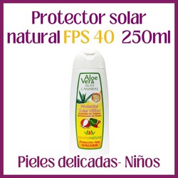 Protector solar natural FPS 40 niños, piel delicada 250ml.