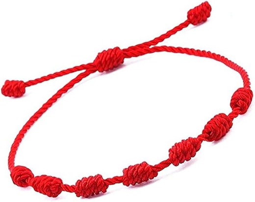 Pulsera de la Suerte de hilo rojo 7 nudos