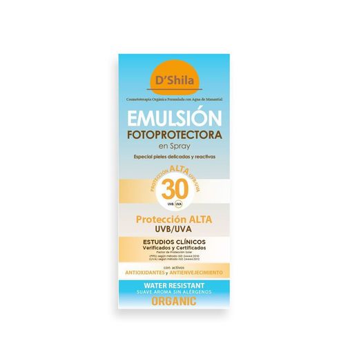 Emulsión Fotoprotectora Spray bronceador SPF 30 de D'Shila 200ml