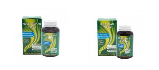 Vitaminas de defesas de energia Multi Woman e Multi Man