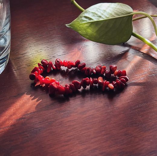 Pulsera piedra Coral Rojo